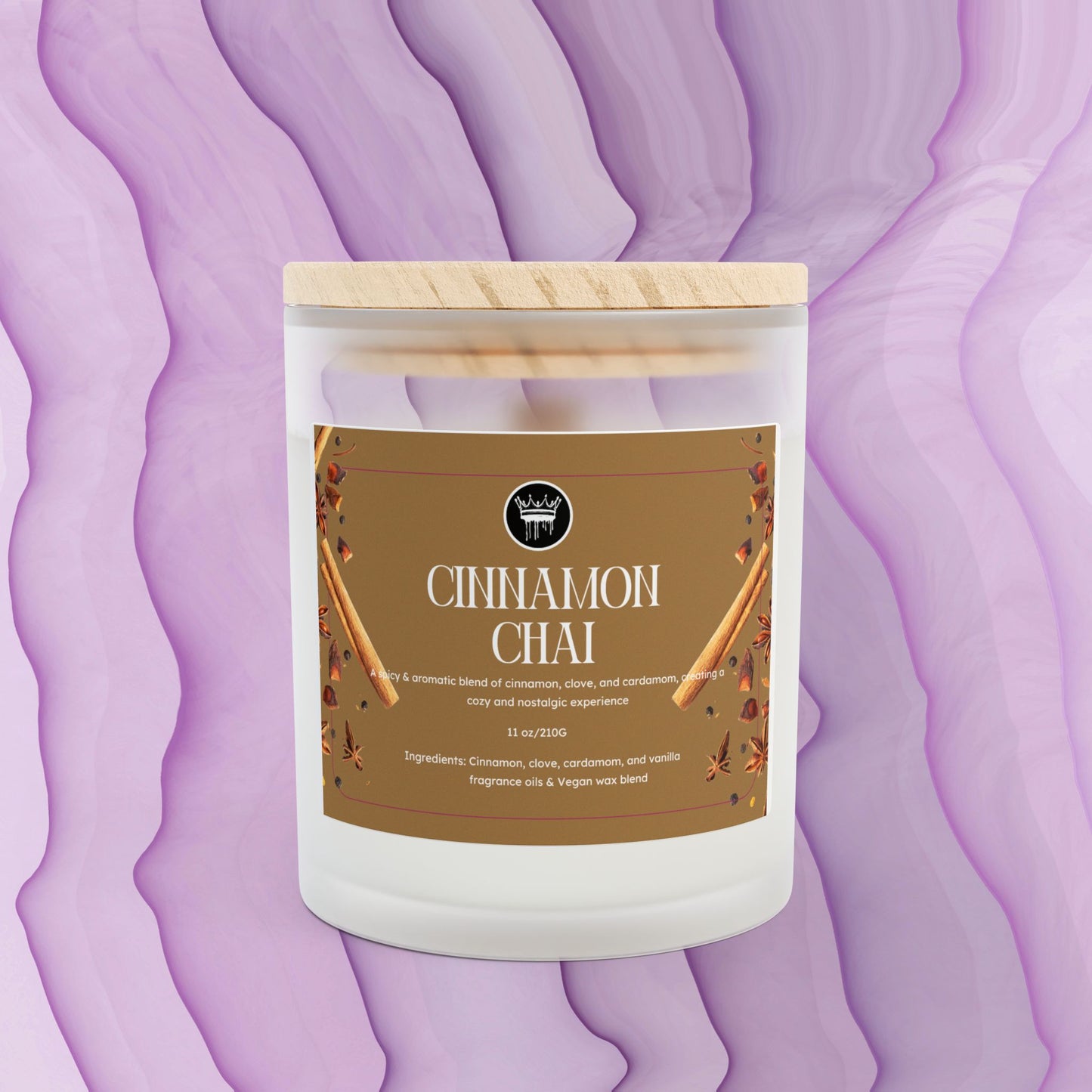Frosted Glass Candle | Cinnamon Chai | Fragrance-Free, 11oz