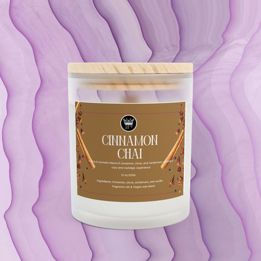Frosted Glass Candle | Cinnamon Chai | Fragrance-Free, 11oz