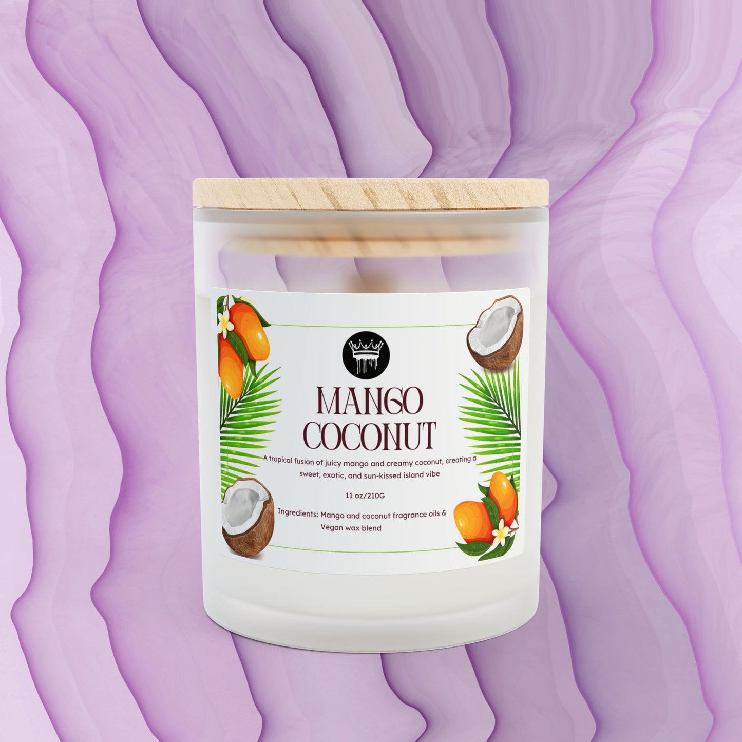 Frosted Glass Candle | Vanilla | Mango Coconut, 11oz