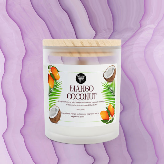 Frosted Glass Candle | Vanilla | Mango Coconut, 11oz