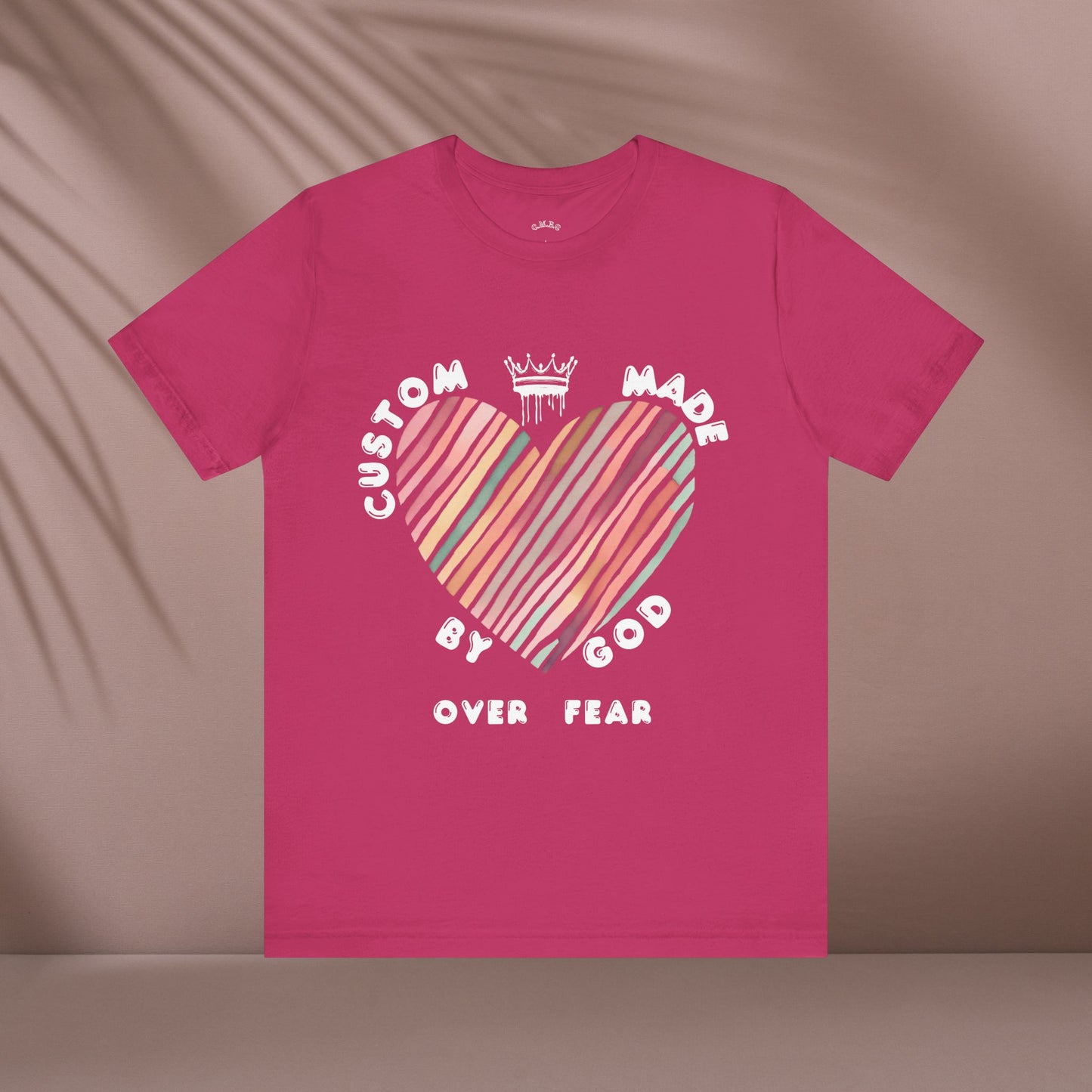 Striped Heart Custom Made by God Over Fear | Unisex Jersey Tee
