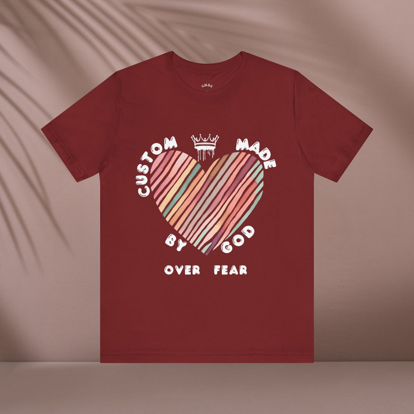 Striped Heart Custom Made by God Over Fear | Unisex Jersey Tee