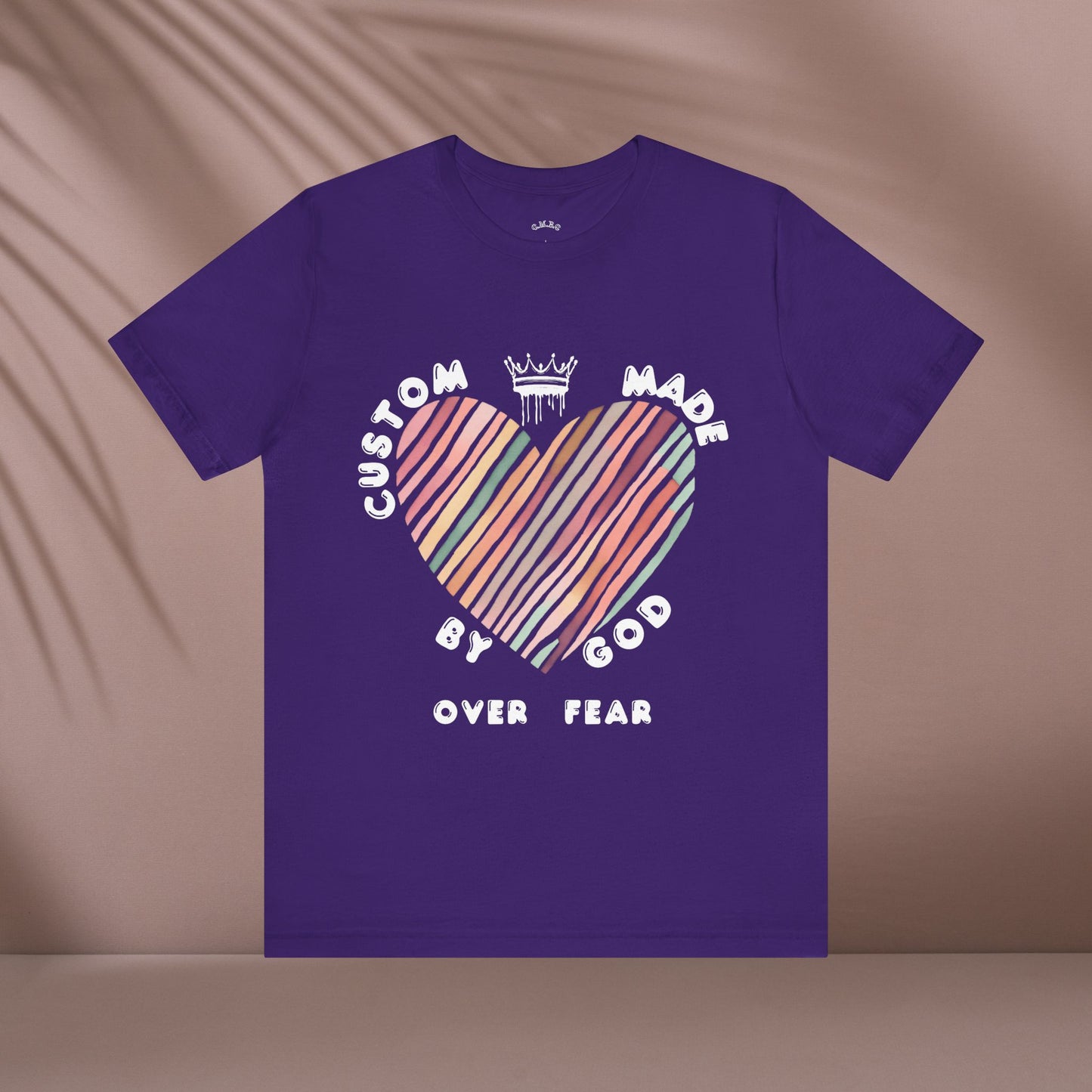 Striped Heart Custom Made by God Over Fear | Unisex Jersey Tee