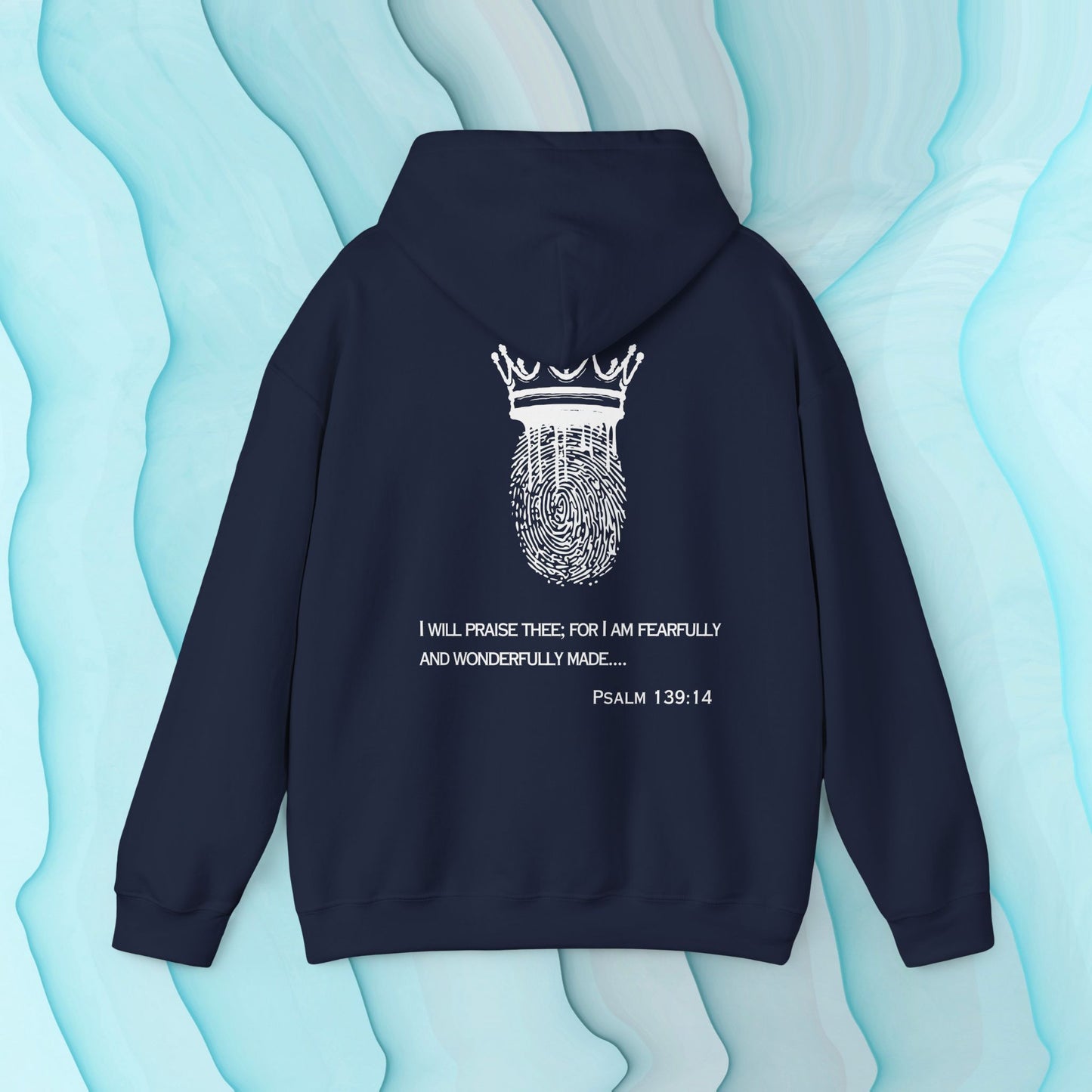 Custom Made by God OVER Counterfeit Blue Bubble Edition | Unisex Hoodie | Front & Back
