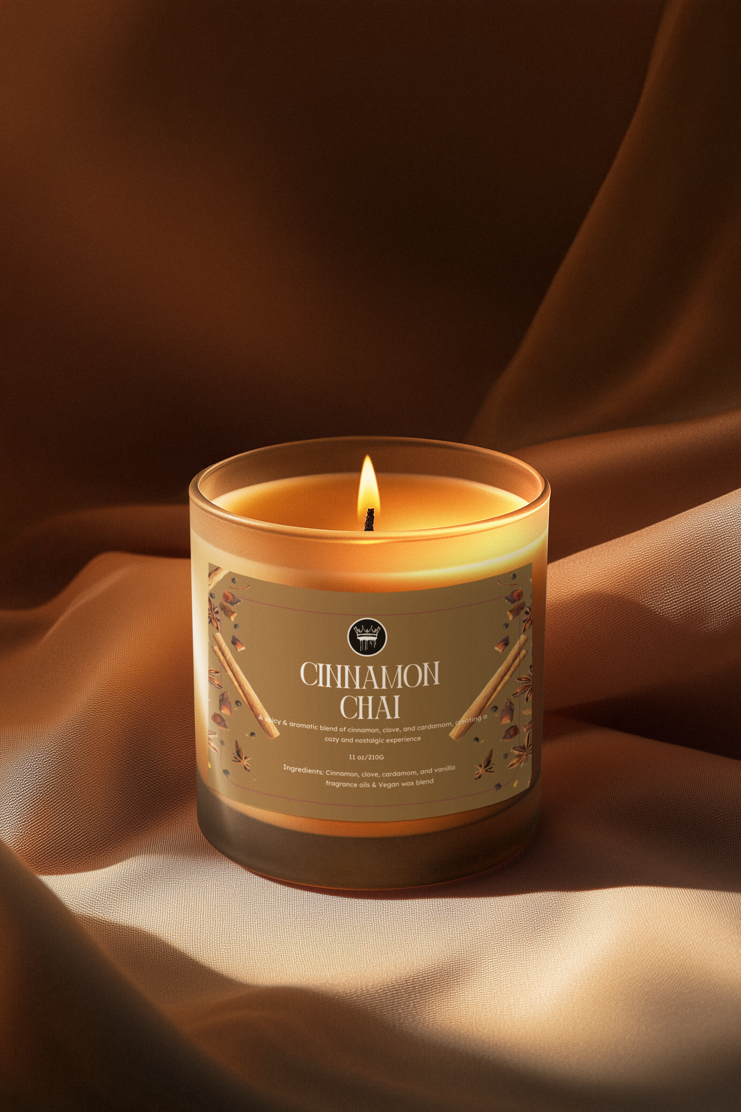 Frosted Glass Candle | Cinnamon Chai | Fragrance-Free, 11oz