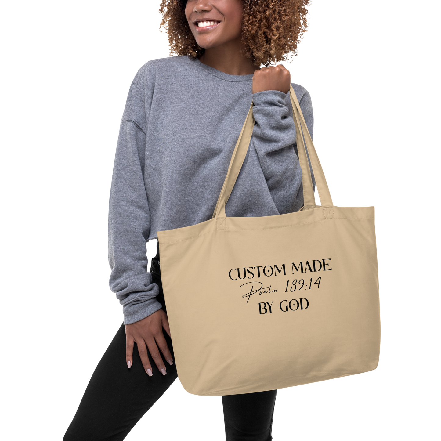 Custom Made by God | Psalm 139 Edition | Large Eco Tote Bag| Brown