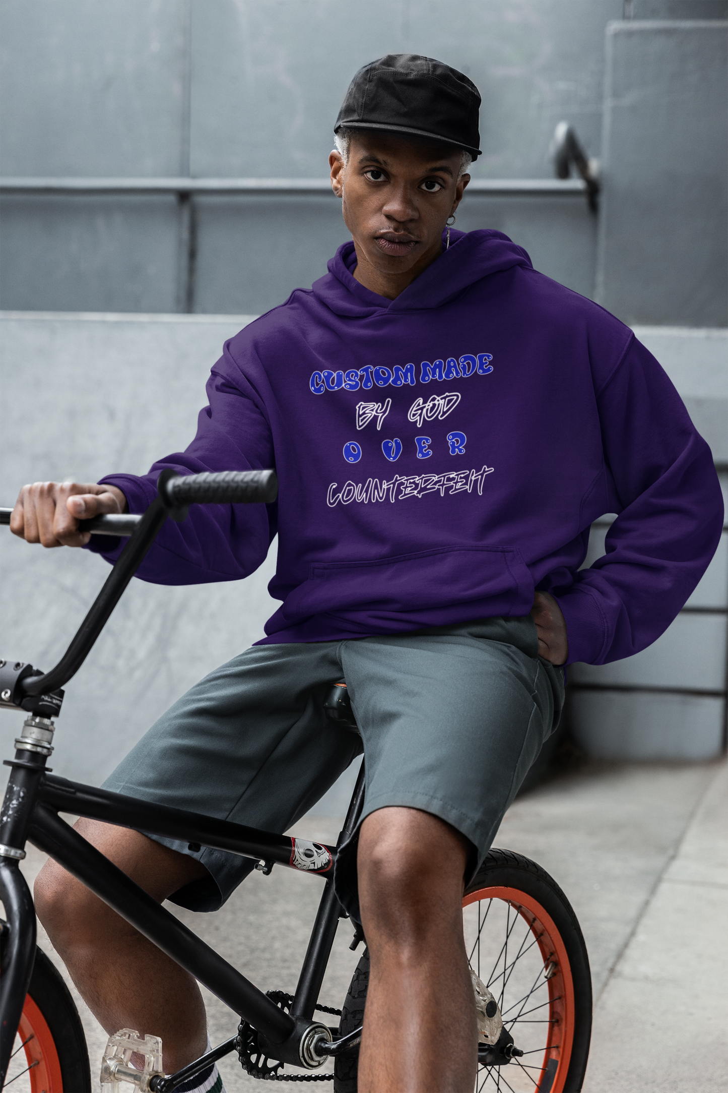 Custom Made by God OVER Counterfeit Blue Bubble Edition | Unisex Hoodie | Front & Back