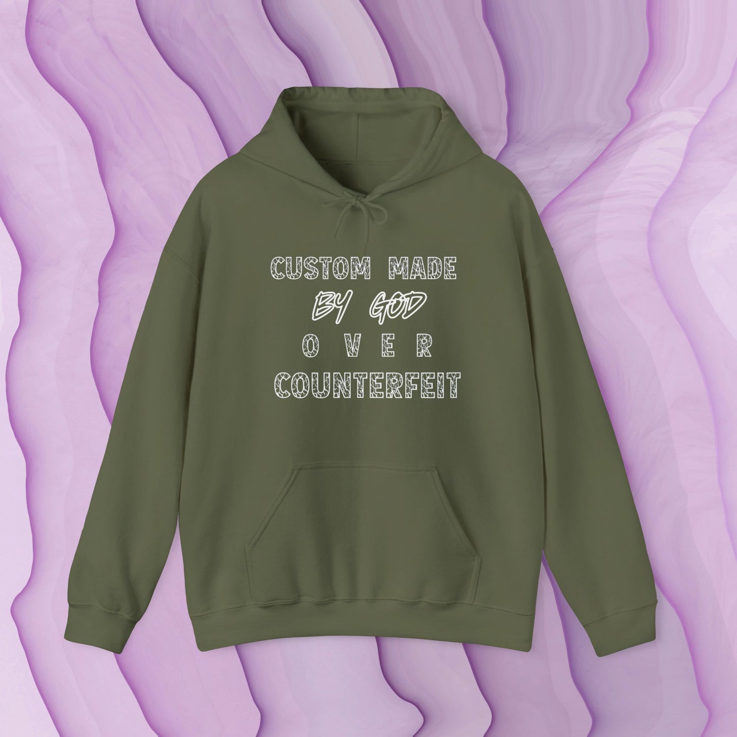 Custom Made by God OVER Counterfeit | White Lightning Edition | Unisex Hoodie Sweatshirt