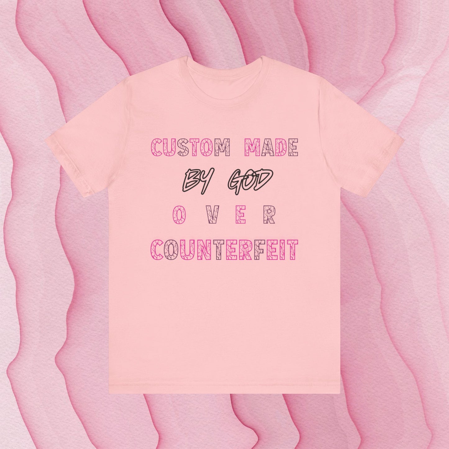 Custom Made By God OVER Counterfeit | Pink Lightning | Unisex T-shirt