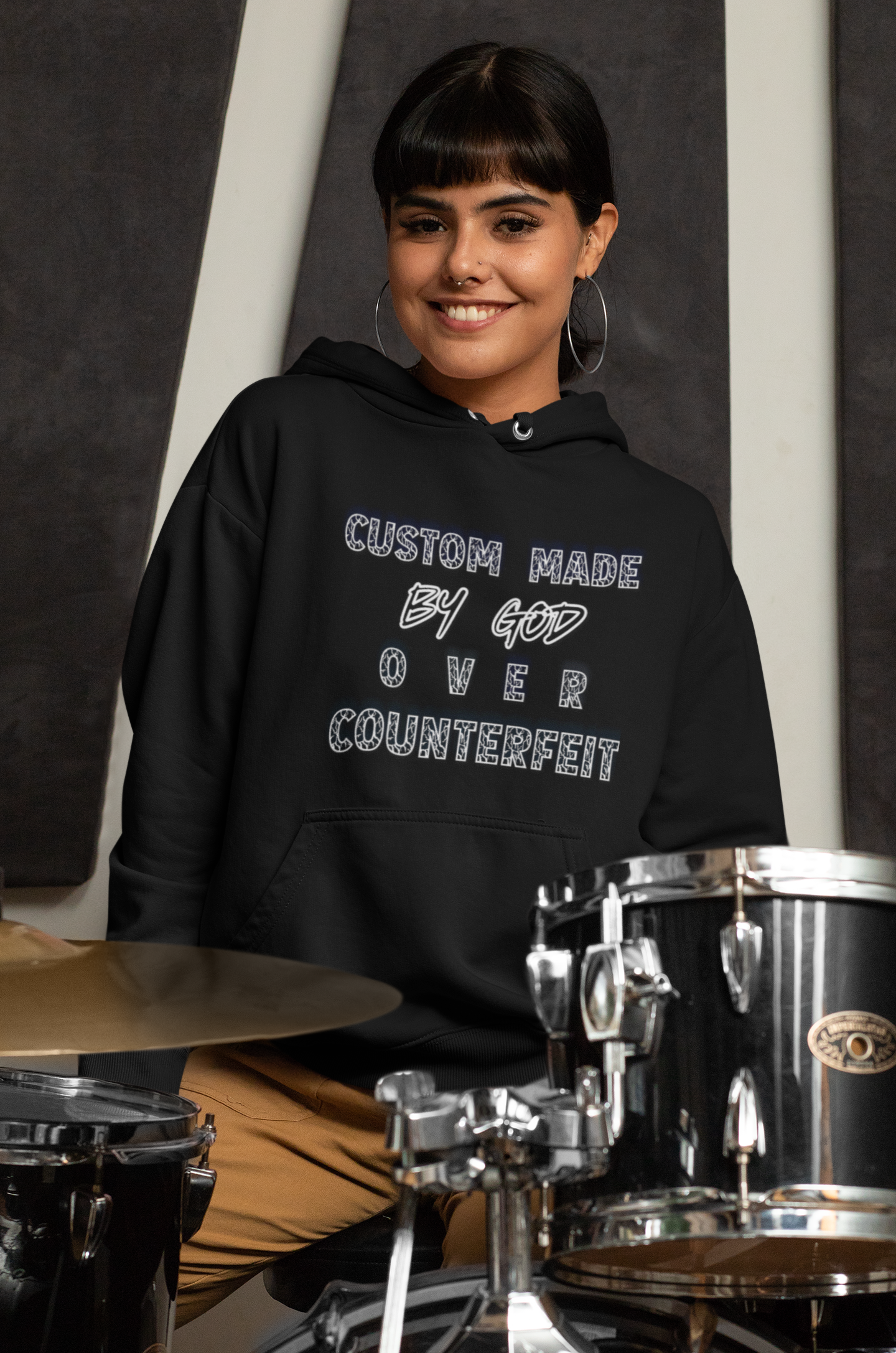 Custom Made by God OVER Counterfeit | White Lightning Edition | Unisex Hoodie Sweatshirt