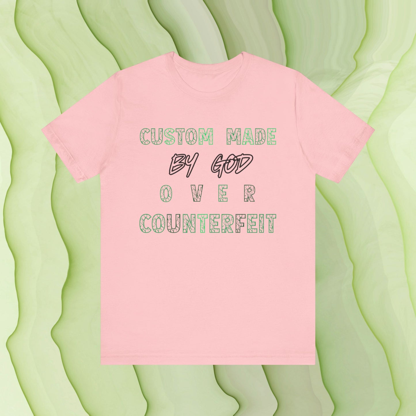 Custom Made By God OVER Counterfeit | Green Lightning Edition | Unisex T-shirt