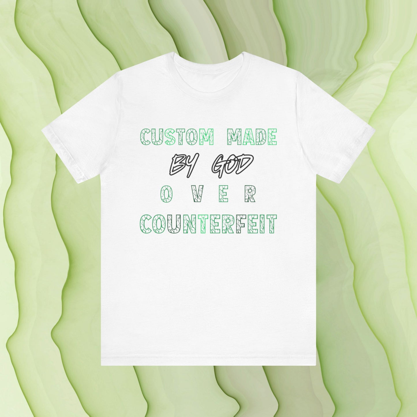 Custom Made By God OVER Counterfeit | Green Lightning Edition | Unisex T-shirt