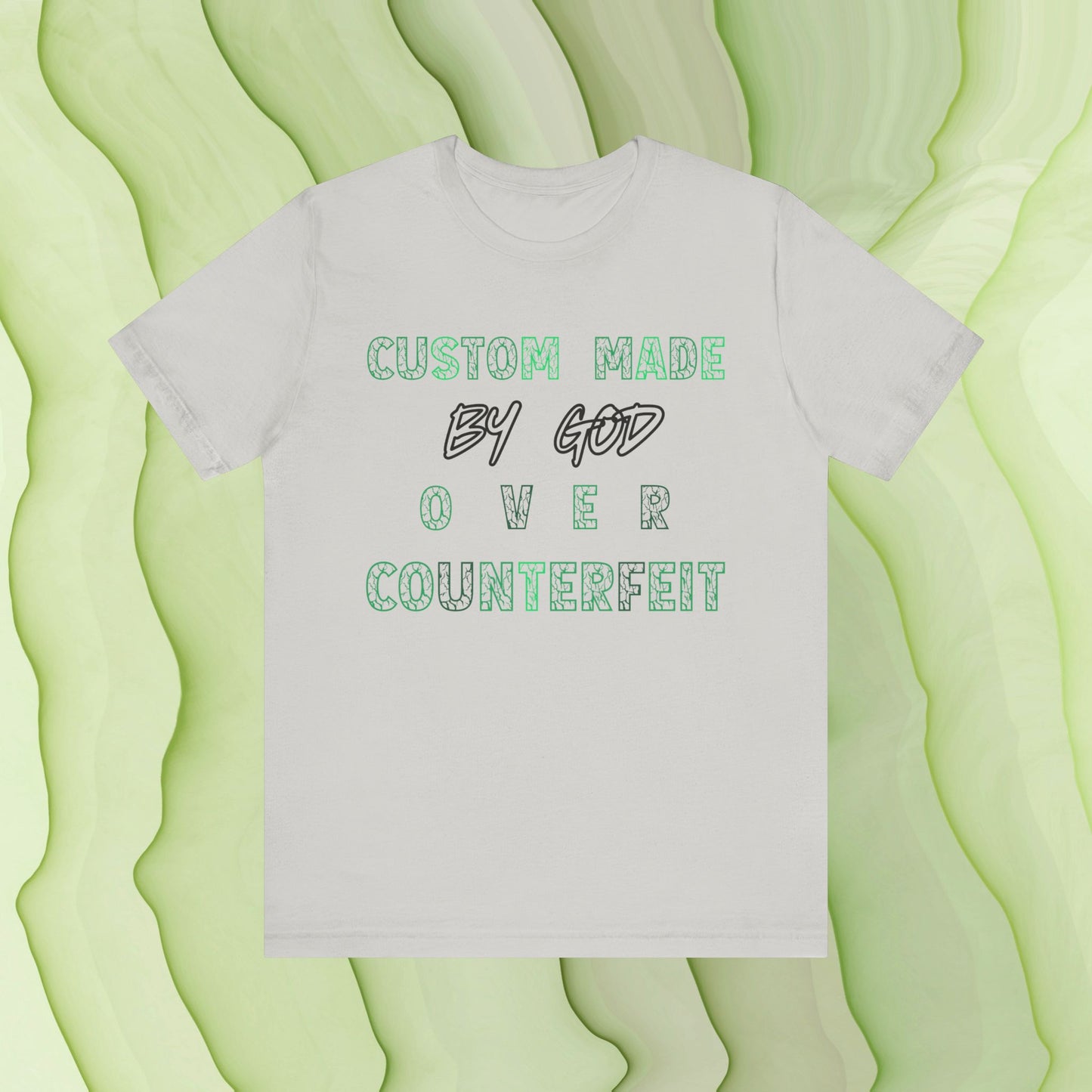 Custom Made By God OVER Counterfeit | Green Lightning Edition | Unisex T-shirt