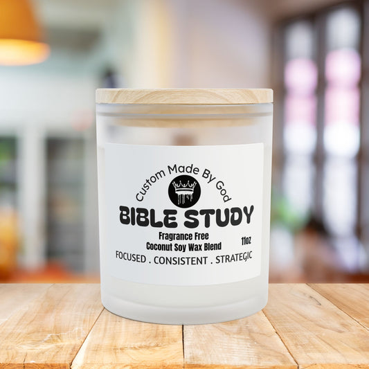 Custom Made By God -Bible Study Ambience | Frosted Glass Candle, 11oz | Fragrance Free