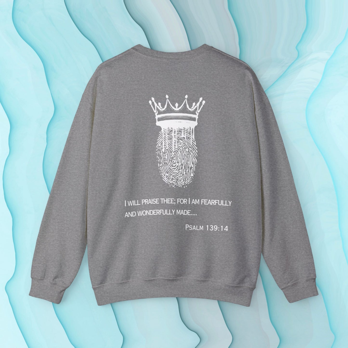 Custom Made By God OVER Counterfeit | Blue Bubble Edition | Unisex Sweatshirt |Front & Back