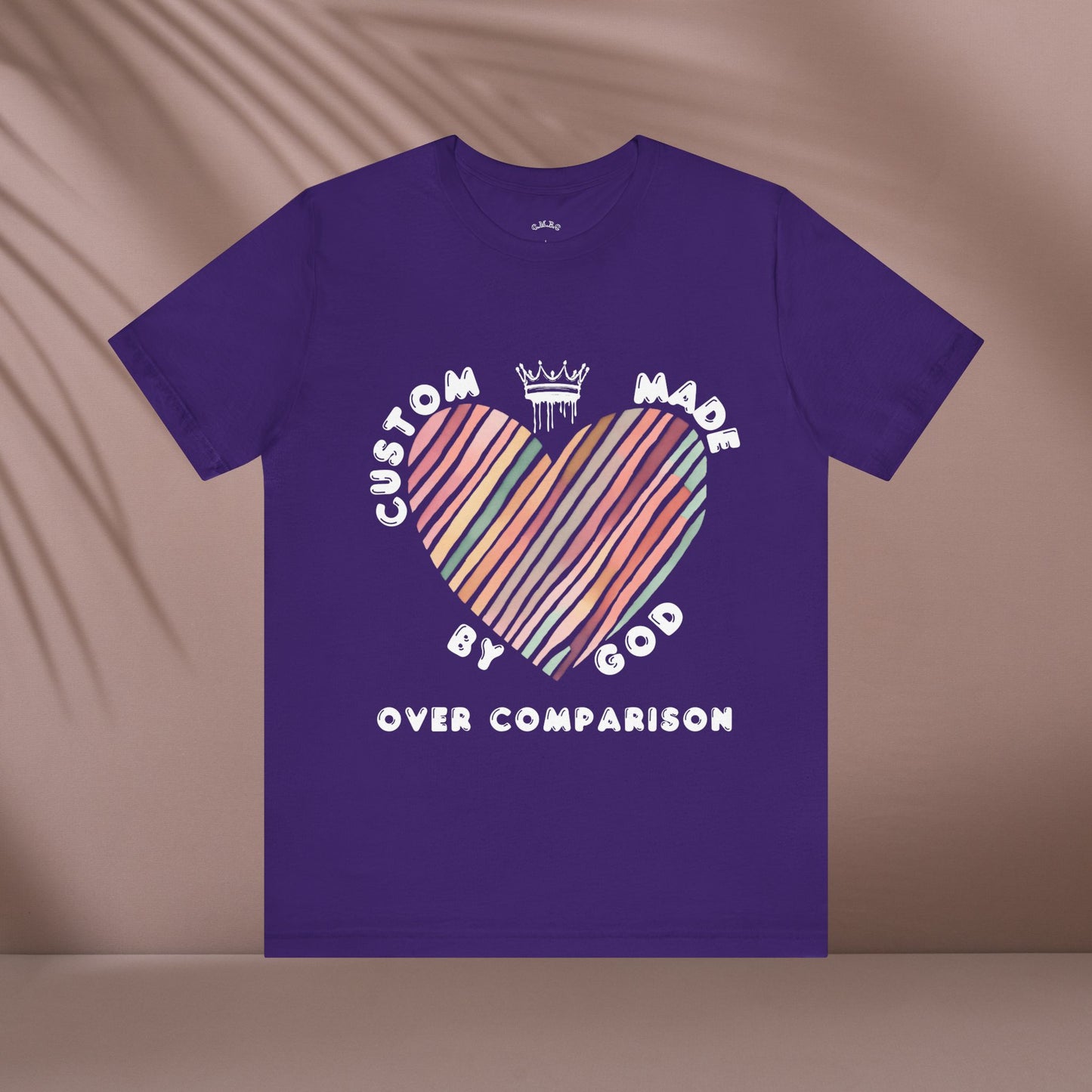 Striped Heart Custom Made by God Over Comparison | Unisex Jersey  Tee