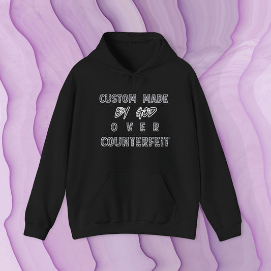 Custom Made by God OVER Counterfeit | White Lightning Edition | Unisex Hoodie Sweatshirt