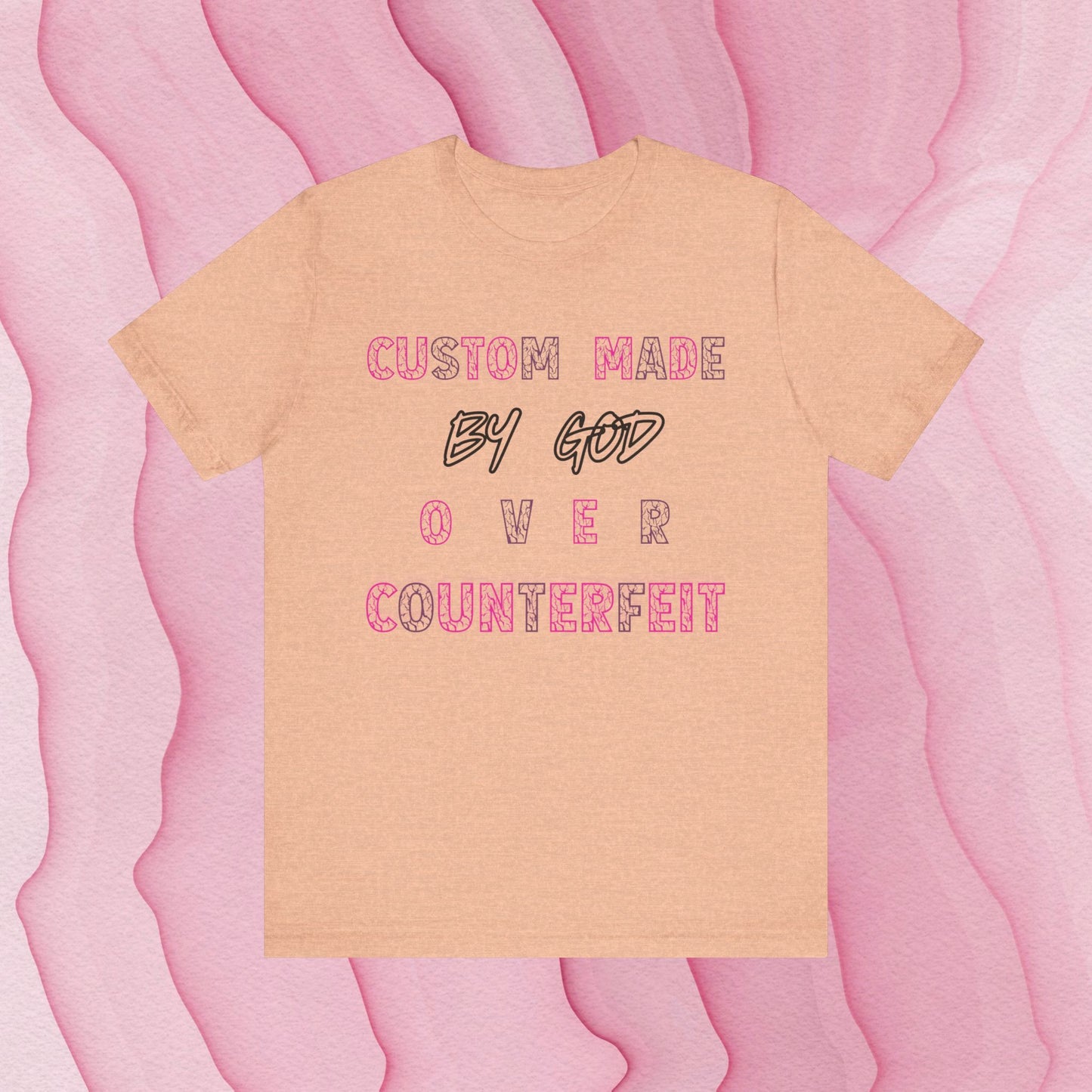 Custom Made By God OVER Counterfeit | Pink Lightning | Unisex T-shirt