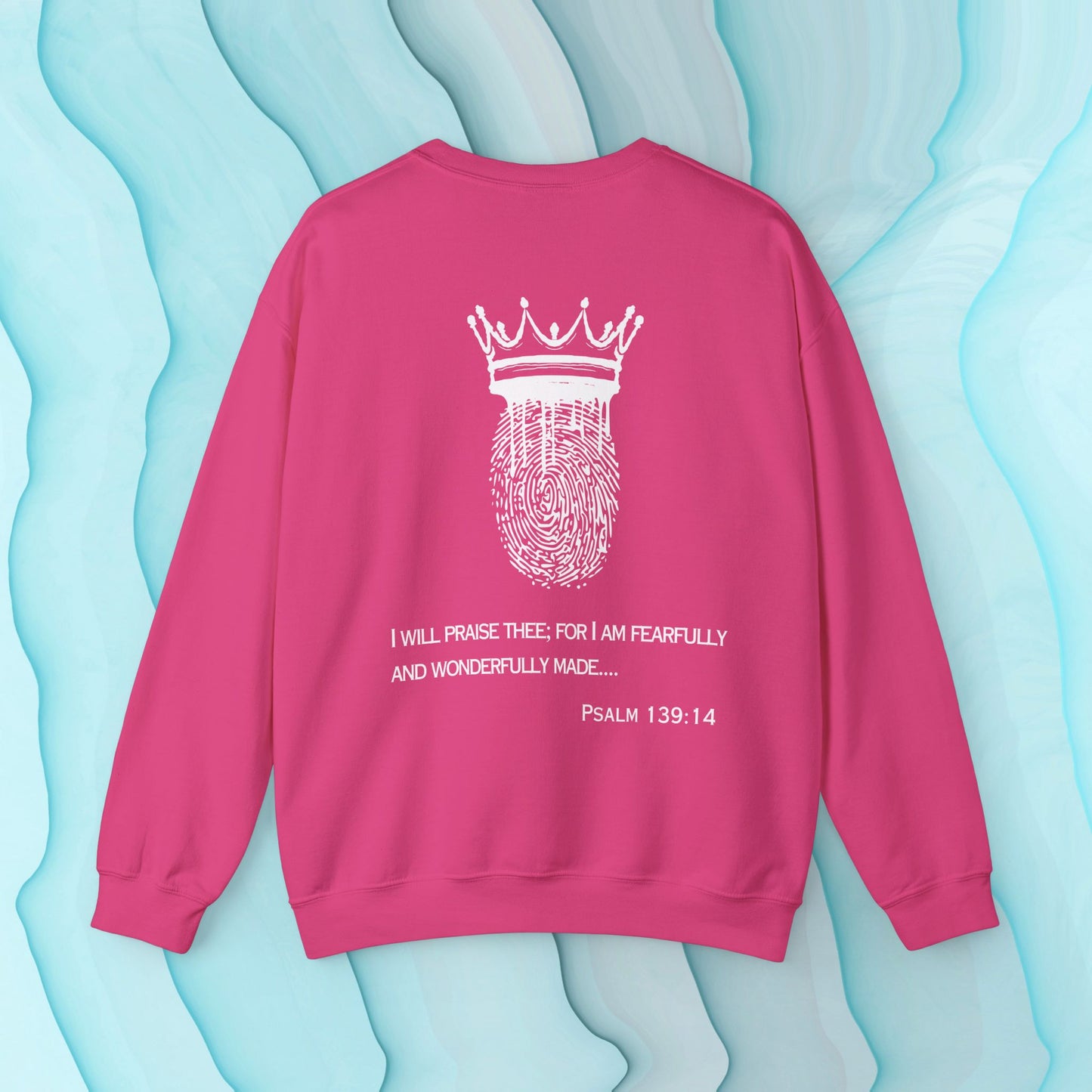 Custom Made By God OVER Counterfeit | Blue Bubble Edition | Unisex Sweatshirt |Front & Back