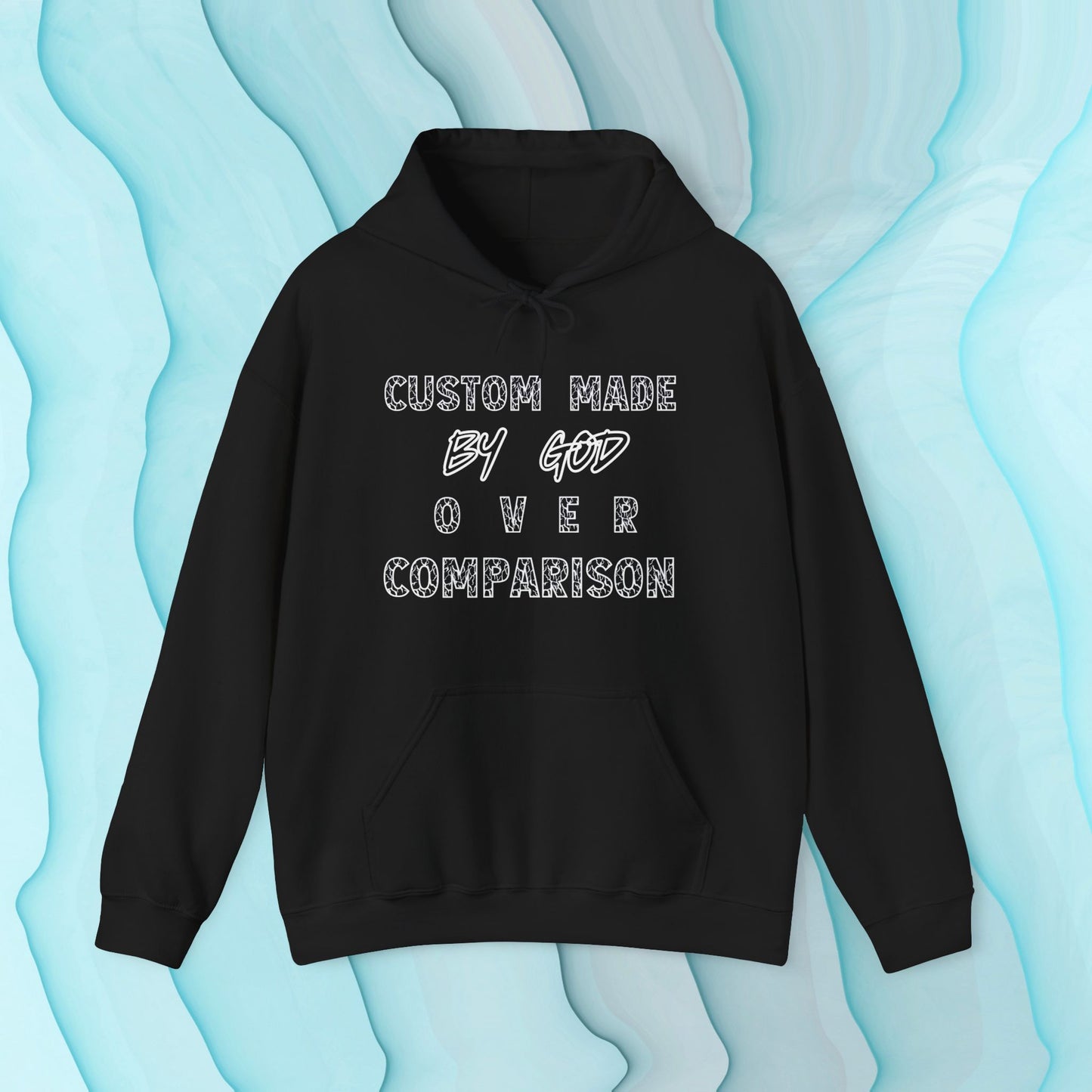 Custom Made by God OVER Comparison | White Lightning Edition | Unisex Hoodie | Front & Back