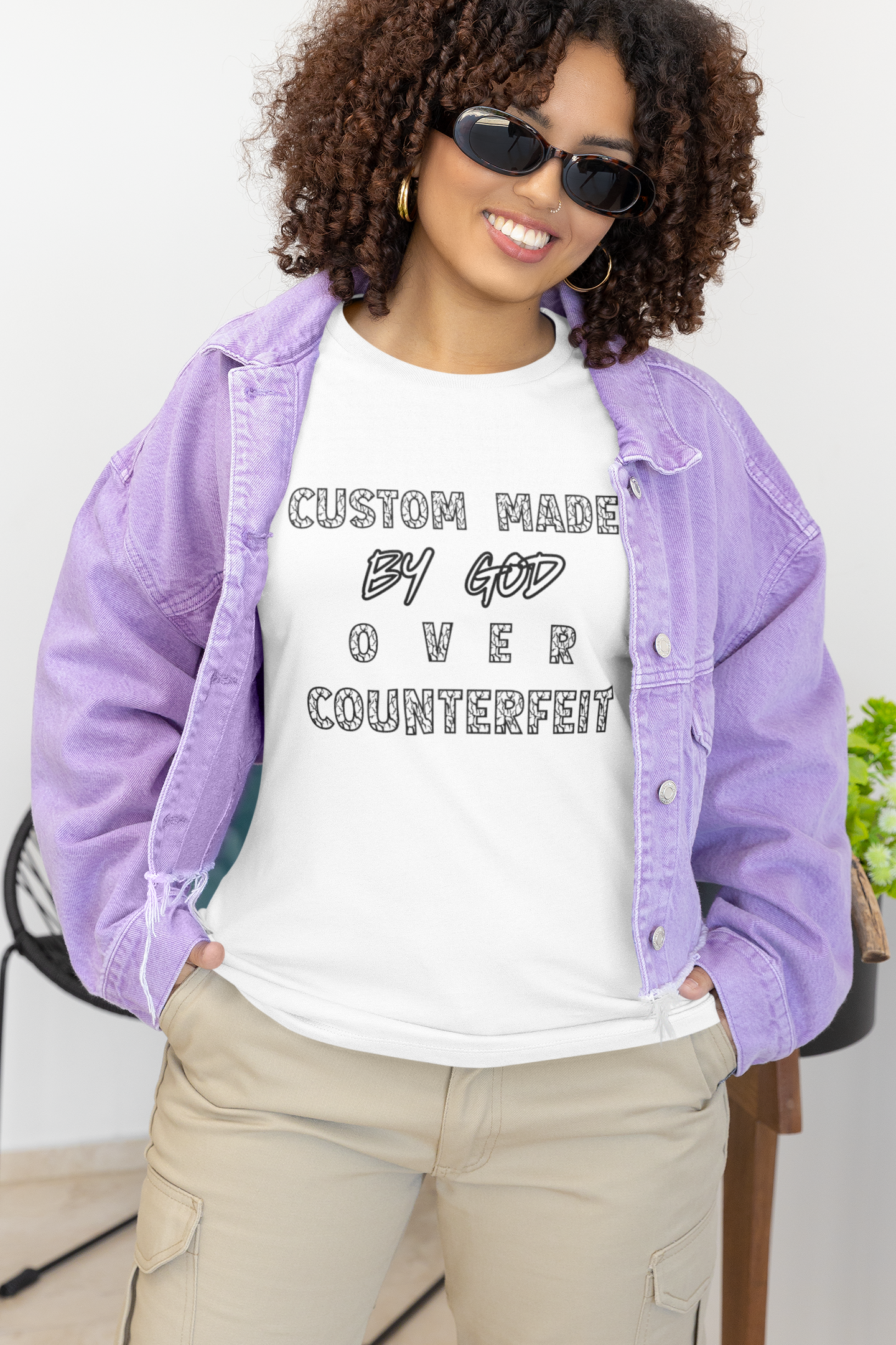 Custom Made By God OVER Counterfeit| Black Lightning Edition| Unisex  T-shirt